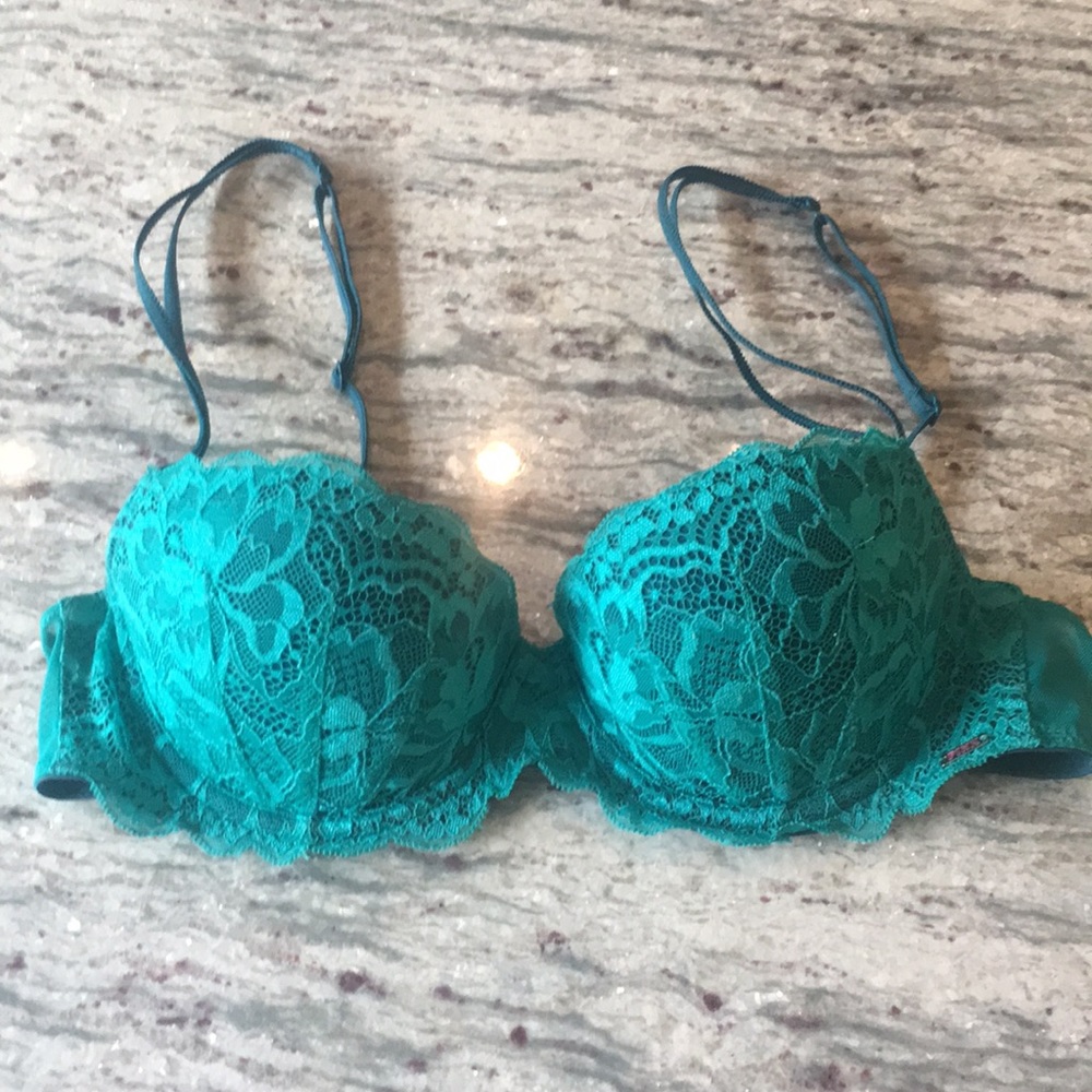 Turquoise Victoria Secret PINK date push-up 34B